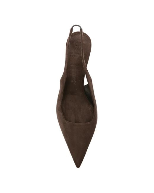 Brunello Cucinelli Brown Monili-Chain Pointed-Toe Sandals