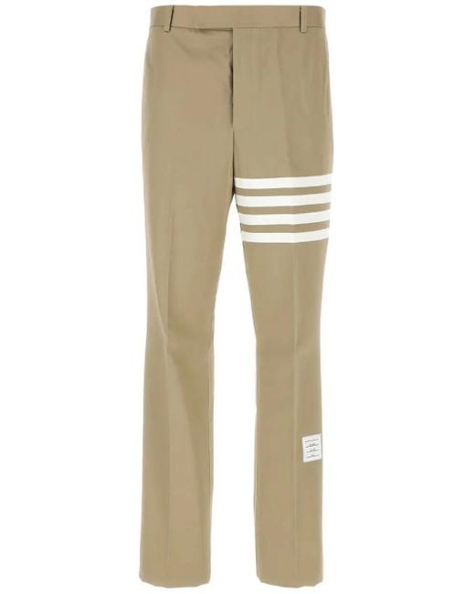 Thom Browne Natural Cotton Twill 4-Bar Unconstructed Chino Trousers for men