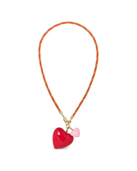 Roxanne Assoulin Red Happy Cord Heart-Pendant Necklace
