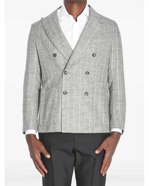Tagliatore Gray Montecarlo Pinstripe Double-Breasted Jacket for men