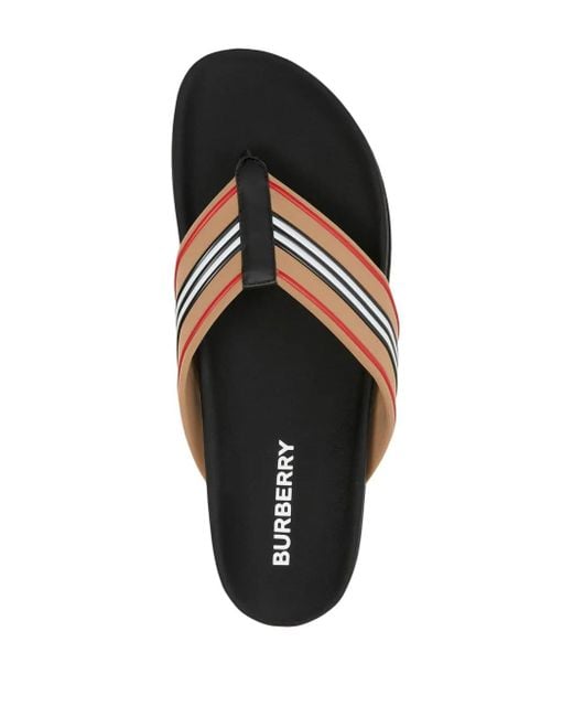Burberry White Icon Stripe Flip Flops for men