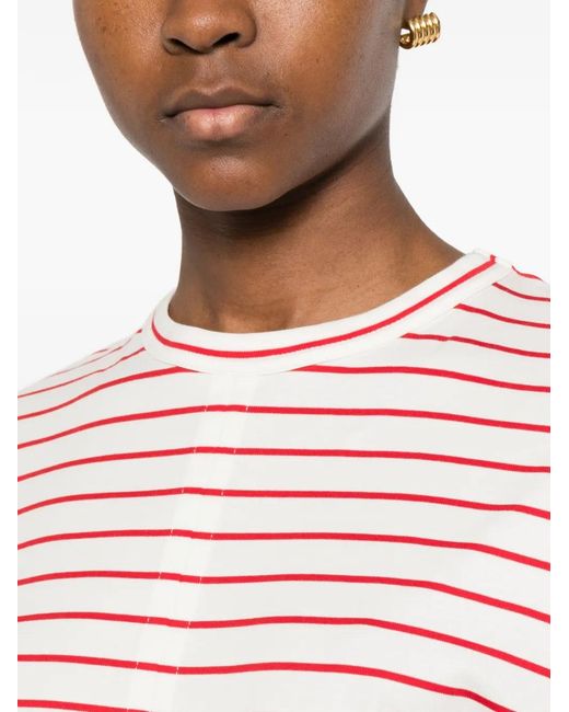 Plan C Pink T-Shirt Rayé À Manches Courtes