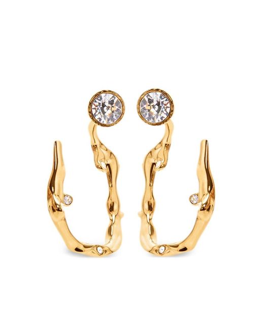 Oscar de la Renta Metallic Branch Crystal-embellished Hoop Earrings