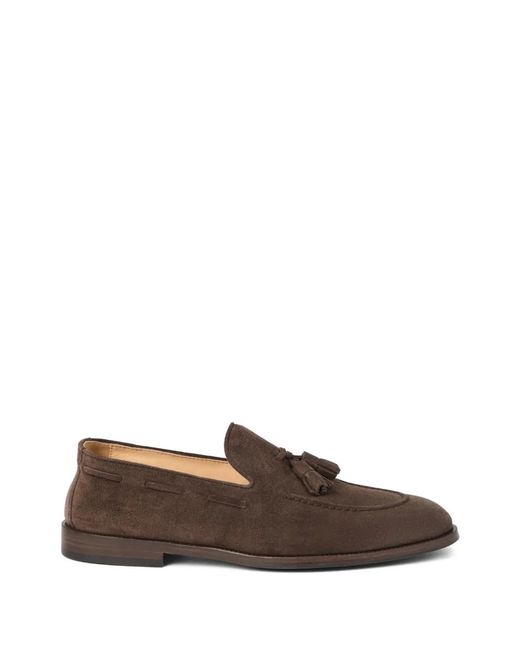 Brunello Cucinelli Brown Tassel-Embellished Suede Loafers for men