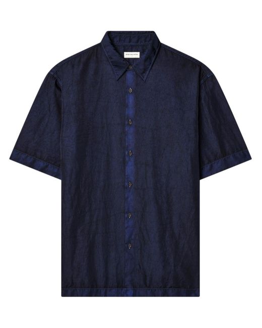 Dries Van Noten Blue Garment-dyed Twill Shirt for men