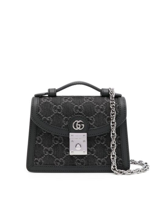 Gucci Black Ophidia GG Denim Tote Bag