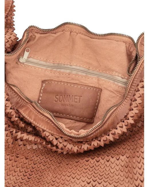 SOMMET Brown Aura Triangulino Laser-Cut Leather Shoulder Bag