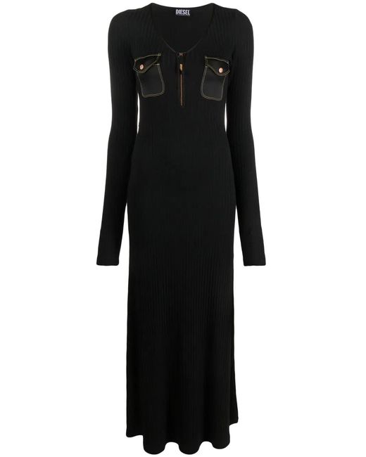 DIESEL Black Pocket-Detal Panelled Dress