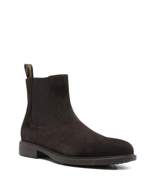 Doucal's Black Elastic-Panel Suede Boots for men