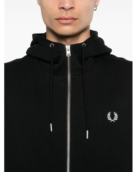 Fred Perry Black Embroidered-logo Zip-up Jacket for men