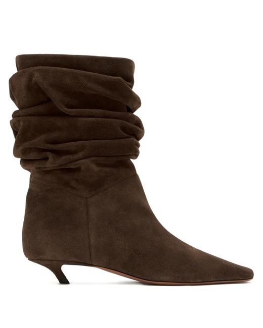 AMINA MUADDI Brown Jamie 25 Gathered Pointed Boots