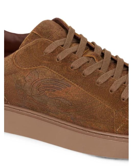 Etro Brown Baskets En Daim À Motif Arnica for men
