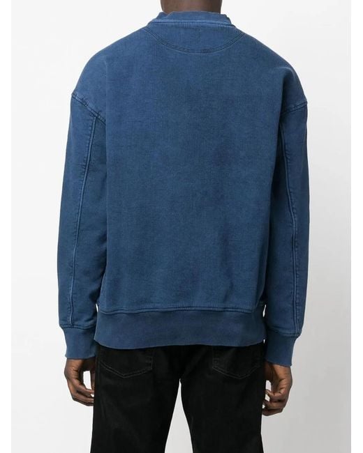 DIESEL Blue D-Krib Track Denim Sweatshirt for men