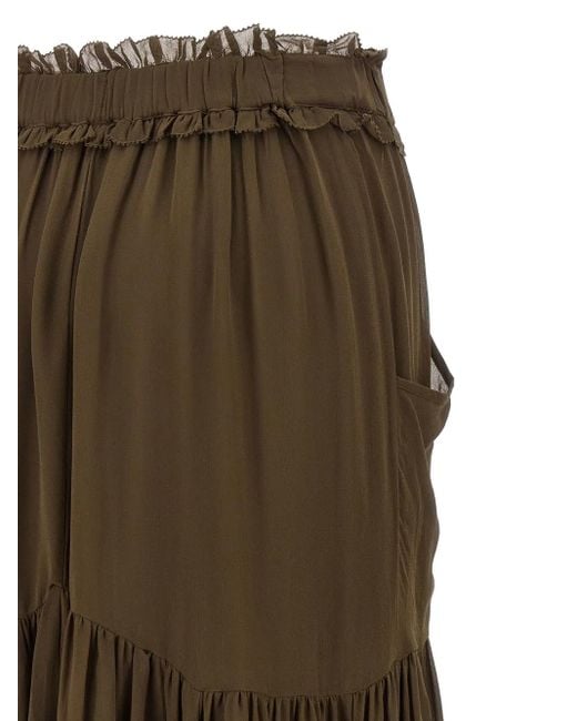 Isabel Marant Green Besma Ruffled Maxi Skirt