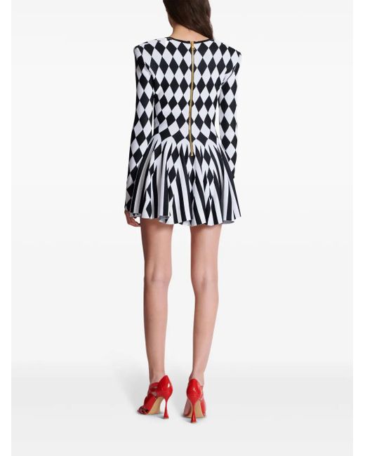 Abito Corto Con Intarsi di Balmain in Black
