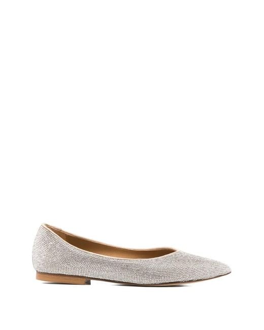 Anna F. White Embellished Pointed-Toe Ballet Flats