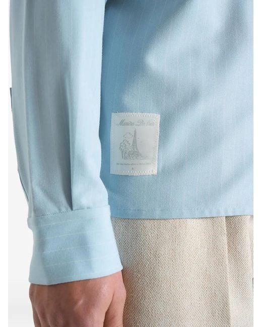 Manière De Voir Blue Chemise À Manches Longues Arlo Rayée for men