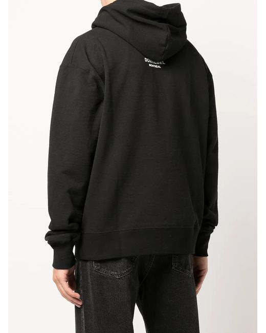 DOMREBEL Black Snap Teddy-Print Pullover Hoodie for men