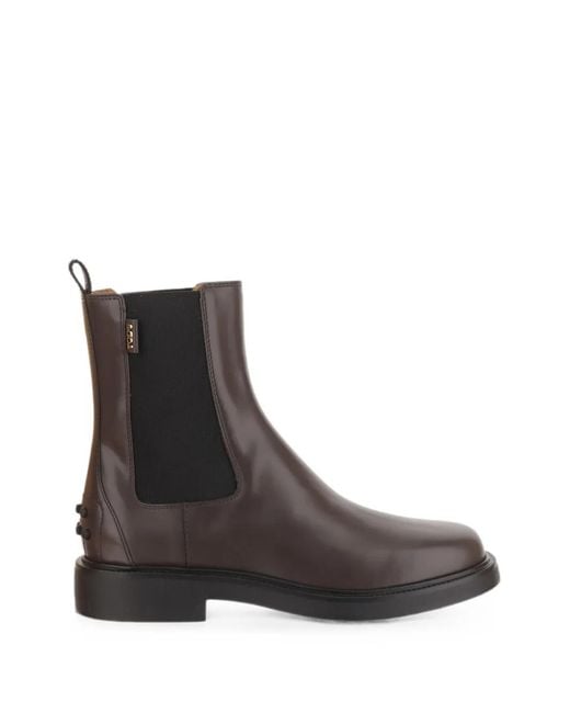 Tod's Brown Elasticated Leather Ankle Boots