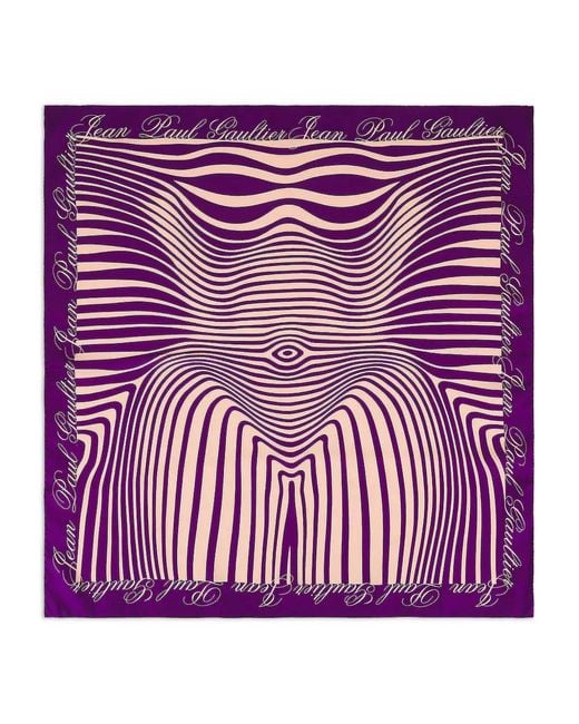 Jean Paul Gaultier Purple Striped-Pattern Scarf
