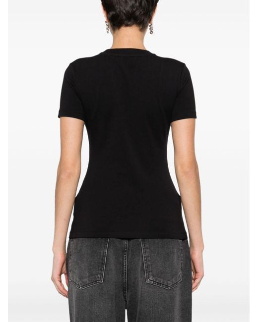 Camiseta con logo y apliques de strass Just Cavalli de color Black