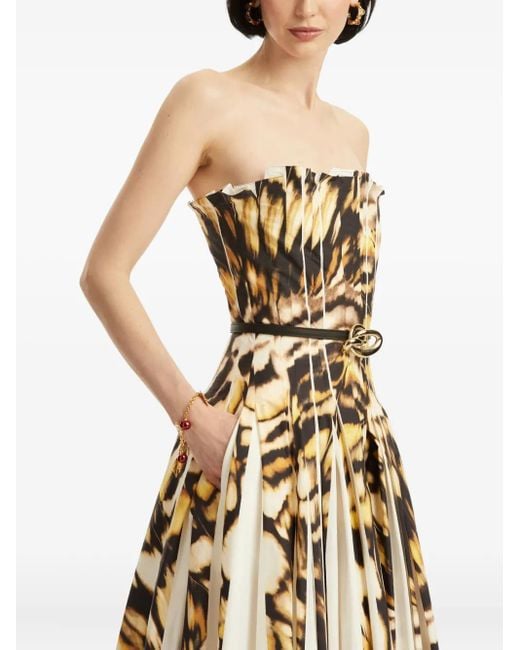 Robe Mi-Longue Abstract Butterfly Oscar de la Renta en coloris Metallic