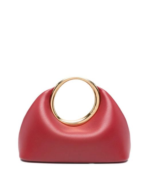 Jacquemus Red Rote Leder Tasche Mit Gravierter Ringgriff