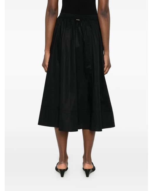 Twinset Black Long Poplin Skirt With Buttons