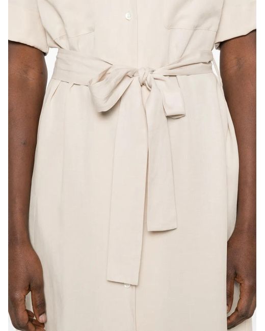 Gant White Button-Fastening Belted Midi Shirt Dress