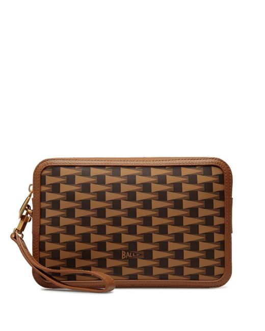 Bally Brown Pennant Leather Clutch Bag for men