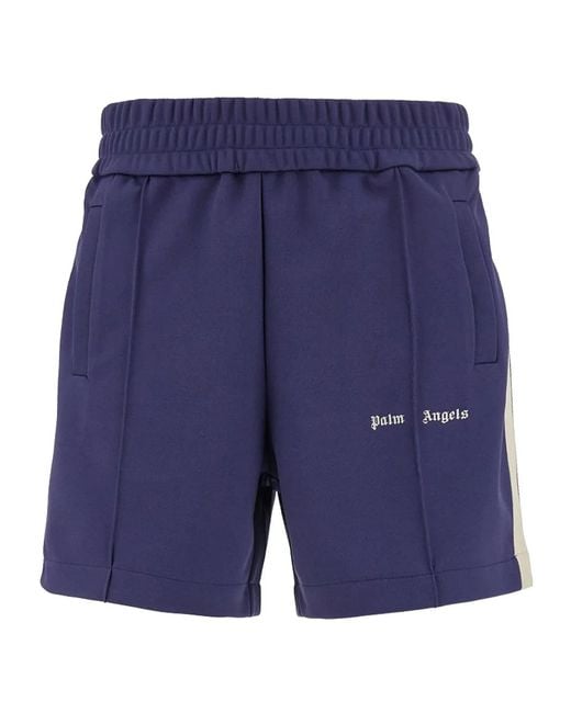 Palm Angels Blue Logo Track Shorts for men
