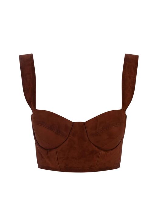 Ermanno Scervino Brown Suede Bustier Top