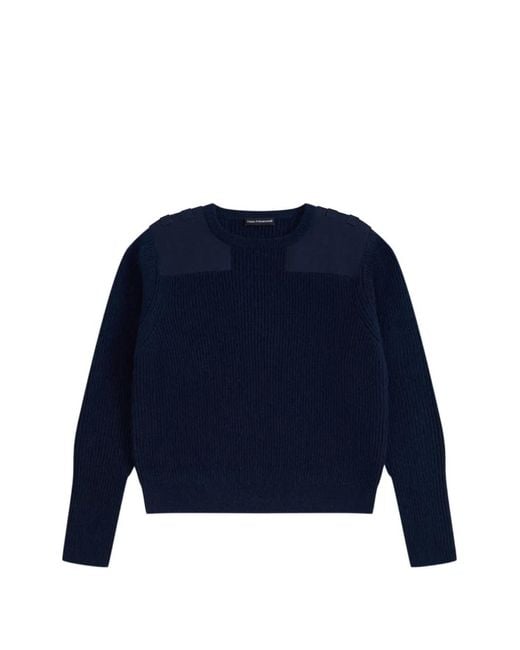 Gosha Rubchinskiy Blue Ribbed-Knit Patch-Detail Sweater