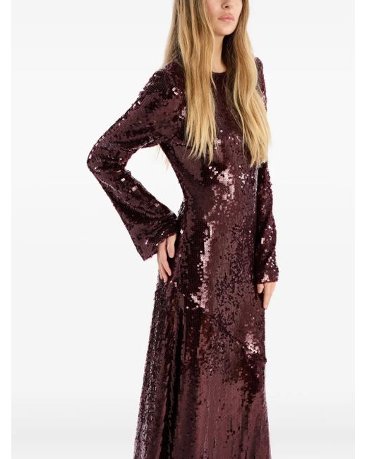 ROTATE BIRGER CHRISTENSEN Purple Maxikleid mit Pailletten