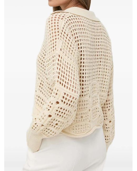 Beatrice B. Natural Open-Knit Collar Sweater