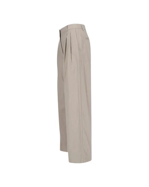 DUNST White Pleated Wide-Leg Trousers