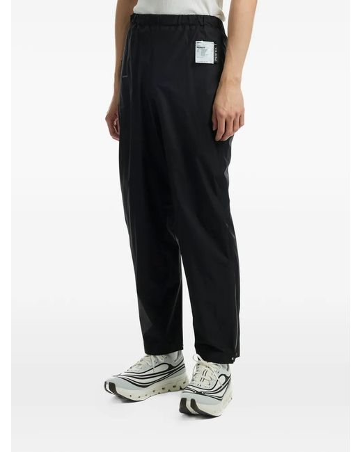 Satisfy Gray Elasticated-Waistband Logo-Patch Trousers for men