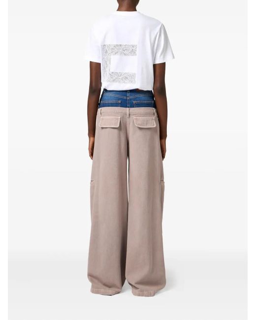 Elisabetta Franchi Natural Denim-Peplum Cargo Trousers