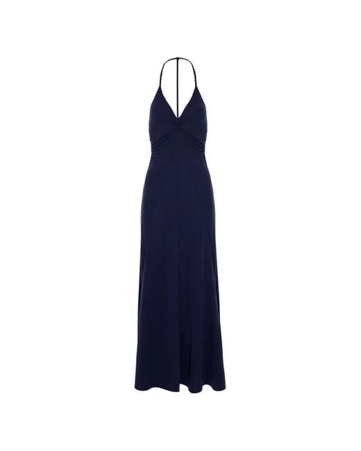 CuAnna Blue Halterneck Ruched Dress