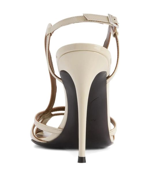 Giuseppe Zanotti White Intriigo Zoe Geometric-Pattern Buckle Leather Sandals