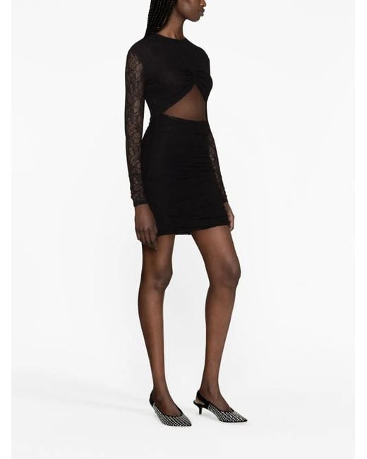 Philosophy Di Lorenzo Serafini Black Chantilly-Lace Ruched Minidress