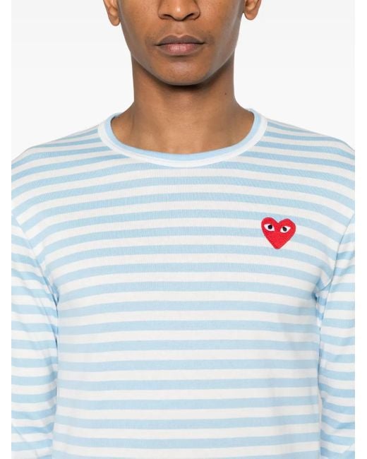 COMME DES GARÇONS PLAY Blue Striped T-Shirt