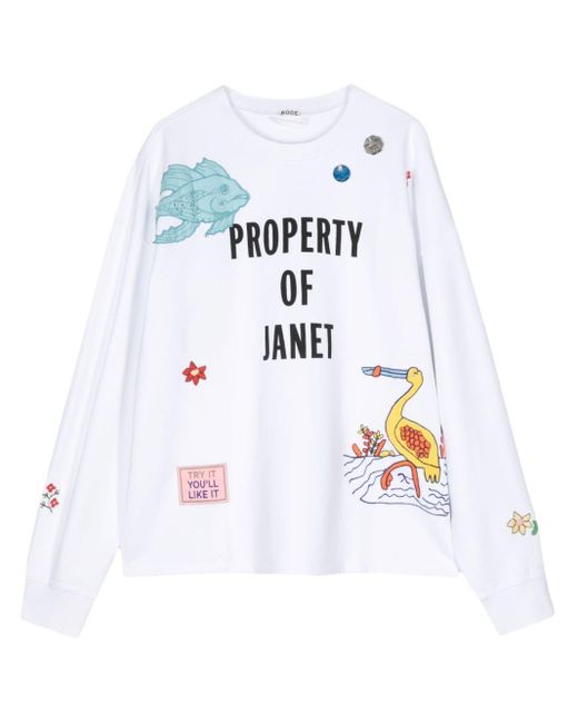 Bode Property Of Janet Katoenen Sweater in het White voor heren