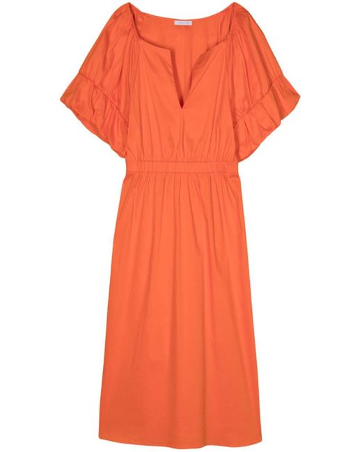 Patrizia Pepe Orange Popeline-Kleid mit kurzen Ärmeln