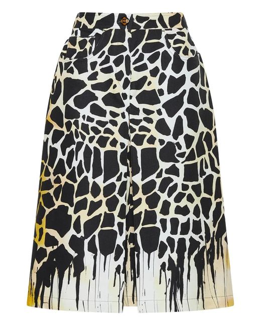Maliparmi Black Giraffe-Print Pleated Skirt