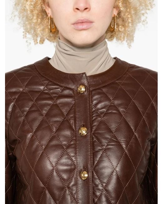 Nili Lotan Brown Quilted Leather Jacket