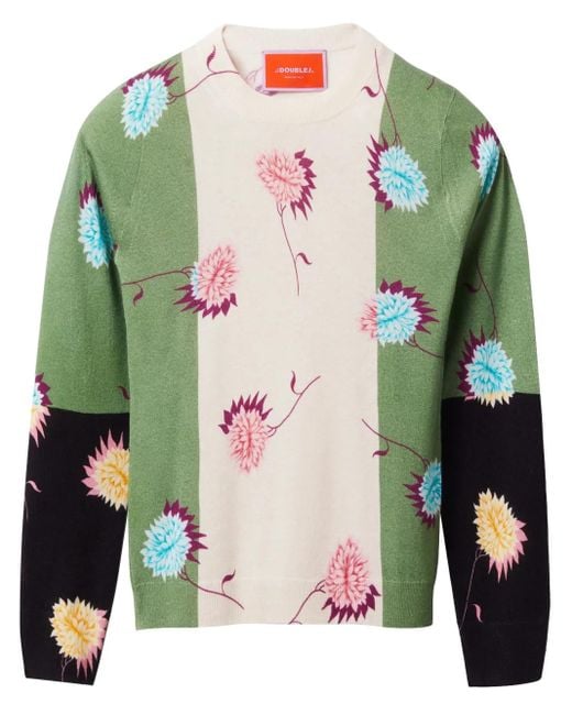 LaDoubleJ Green Pullover Mit Blumen-Print