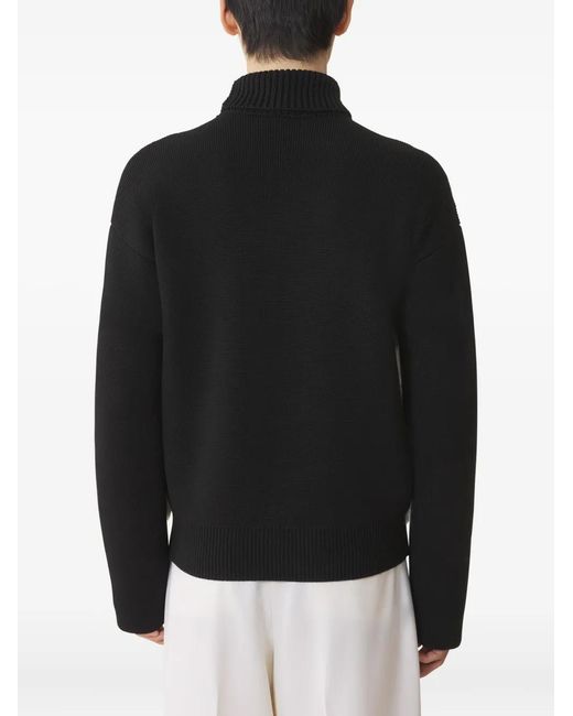 Lanvin Black High-Neck Fur-Panel Sweater for men