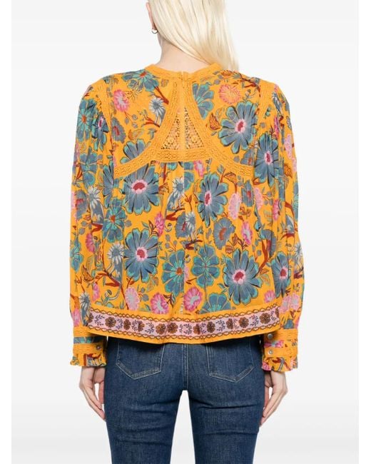 Farm Rio Mica Top Met Korte Mouwen in het Orange