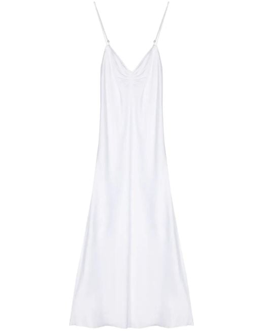 Forte_forte White Plissé Satin Midi Dress